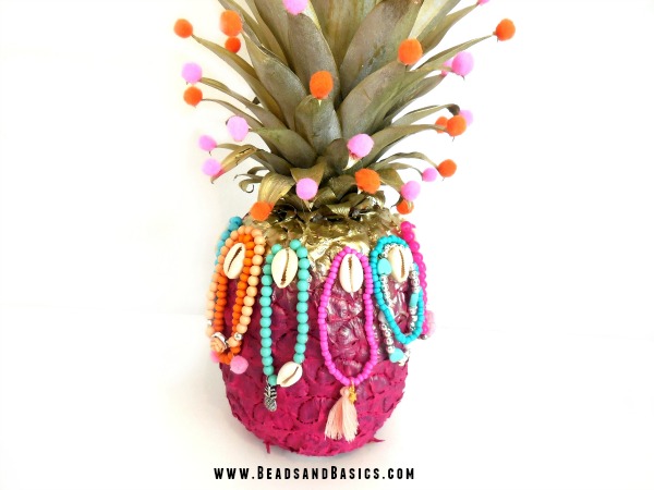 diy tutorial pink ananas sieraden display 11