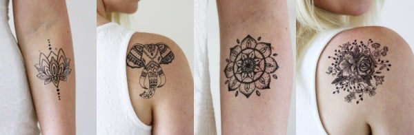 nep tattoo - mandala lotus olifant - henna style